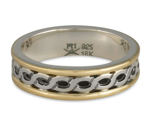 Our Bordered Rope Two Tone Wedding Band, handmade by Reflective Jewelry.